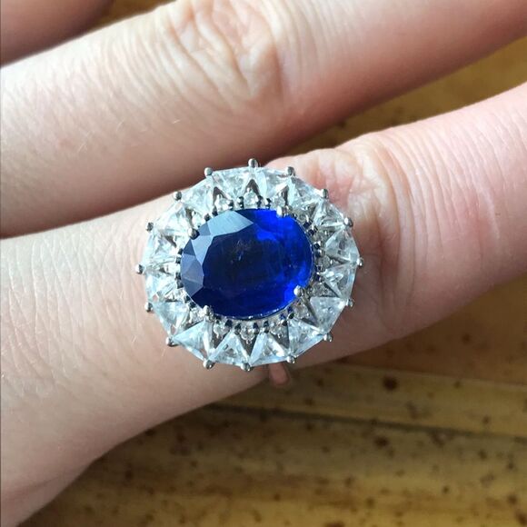 Natural Blue Kyanite Sterling Silver Cocktail Ring Discounted - Picture 3 of 14